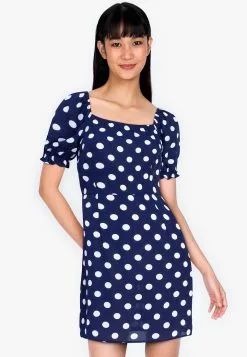 ZALORA BASICS Square Neck Puff Sleeve Dress
