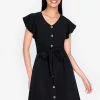 ZALORA BASICS Ruffle Sleeve Dress with Sash