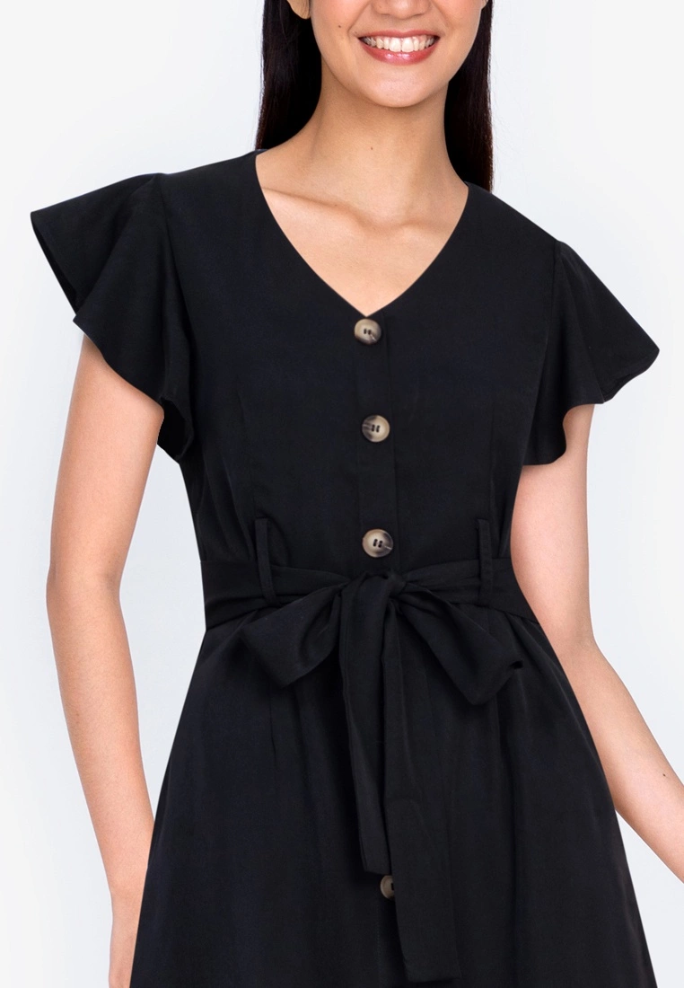 ZALORA BASICS Ruffle Sleeve Dress with Sash - Billede 3
