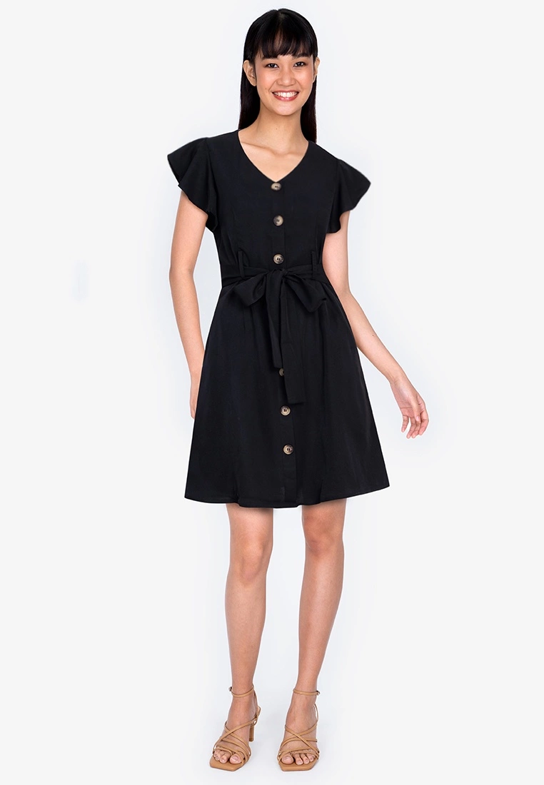 ZALORA BASICS Ruffle Sleeve Dress with Sash - Billede 4