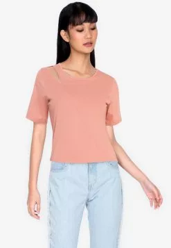 ZALORA BASICS Cut-Out Shoulder Top