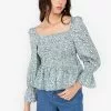 ZALORA BASICS Square Neck Puff Sleeve Top