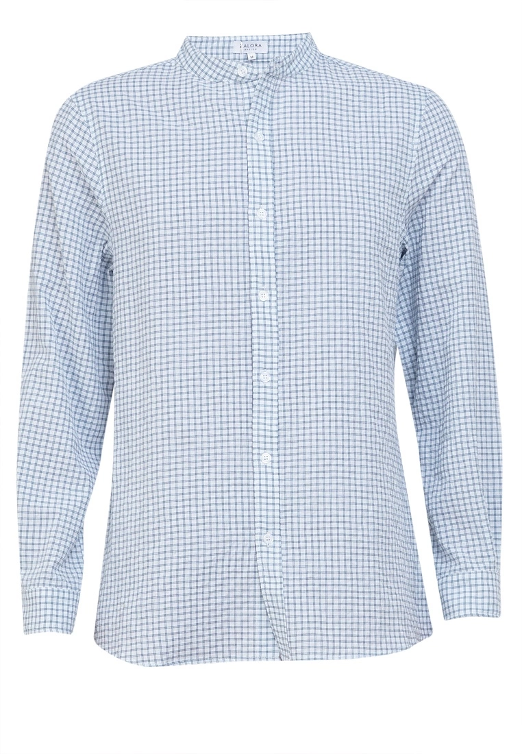 ZALORA BASICS Textured Check Stand Collar Shirt - Billede 5