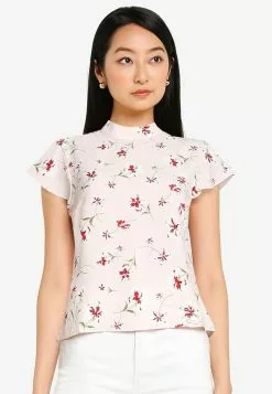 ZALORA BASICS Mock Neck Cap Sleeves Top