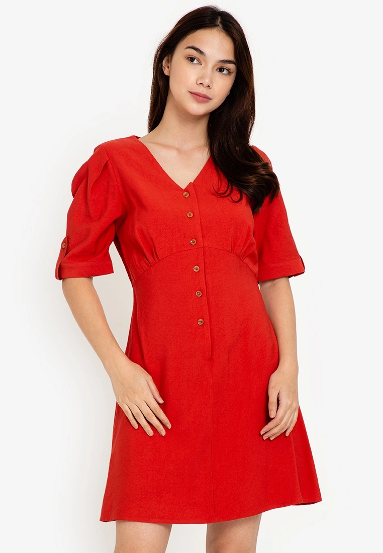 ZALORA BASICS Puff Sleeve Mini Dress