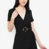 ZALORA BASICS V Neck Wrap Playsuit With Belt