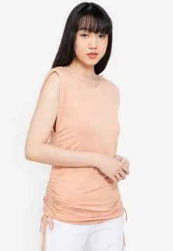 ZALORA BASICS Shoulder Pad Ruched Sides T-Shirt