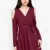 ZALORA BASICS Cold Shoulder Wrap Dress