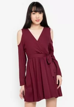 ZALORA BASICS Cold Shoulder Wrap Dress