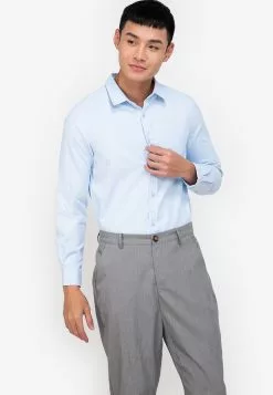 ZALORA BASICS Dobby Weave Long Sleeve Shirt