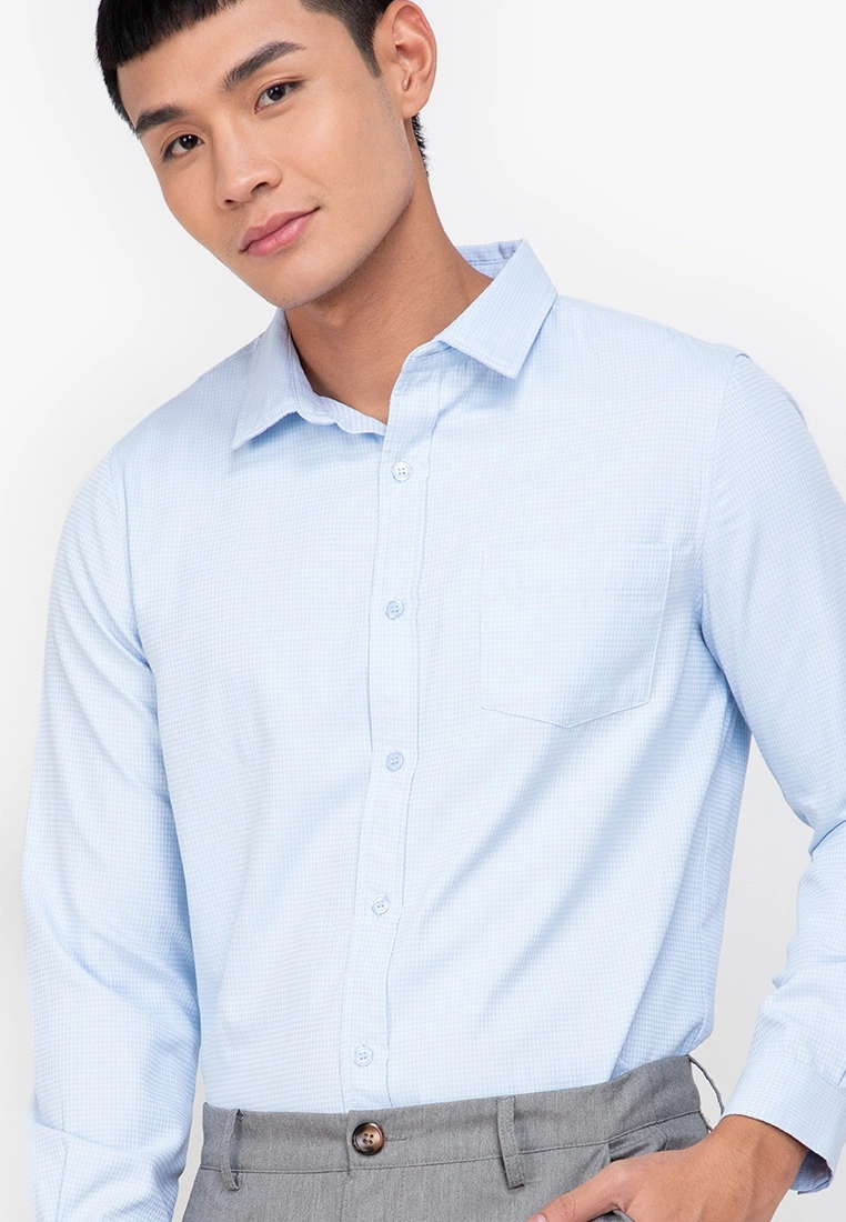 ZALORA BASICS Dobby Weave Long Sleeve Shirt - Billede 3