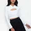 ZALORA BASICS Cut Out Hooded Cropped Top