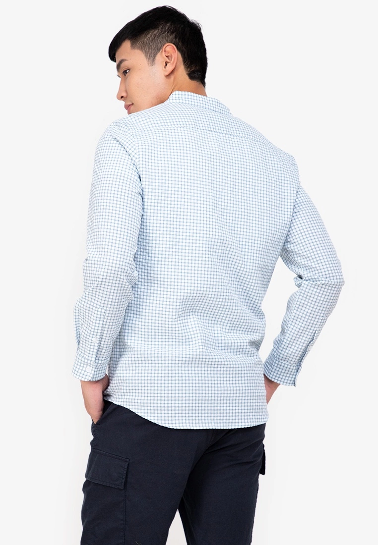 ZALORA BASICS Textured Check Stand Collar Shirt - Billede 2