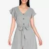 ZALORA BASICS Ruffle Sleeve Dress with Sash