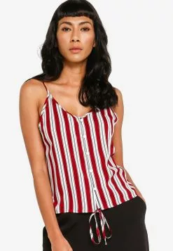 ZALORA BASICS Tie Waist Button Detail Cami Top
