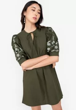 ZALORA BASICS Embroidey A-Line Mini Dress