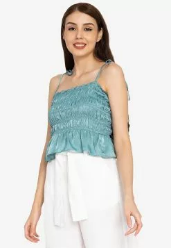 ZALORA BASICS Tie Straps Smock Detail Top