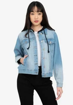 ZALORA BASICS Removable Hood Denim Jacket