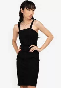 ZALORA BASICS Zip Back Bodycon Denim Dress