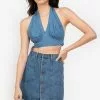 ZALORA BASICS Denim Halter Top