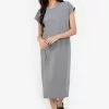 ZALORA BASICS Pleated Shoulder Midi Dress