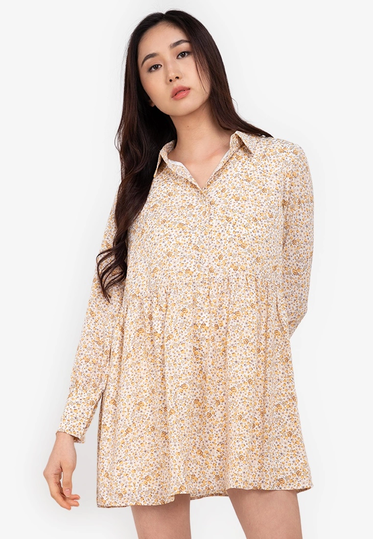 ZALORA BASICS Puff Sleeve Shirt Dress