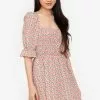 ZALORA BASICS Puff Sleeve Shirred Bodice Dress
