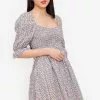 ZALORA BASICS Puff Sleeve Shirred Bodice Dress