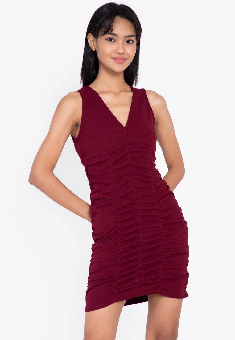 ZALORA BASICS Ruched Detail V Neck Dress - Billede 5