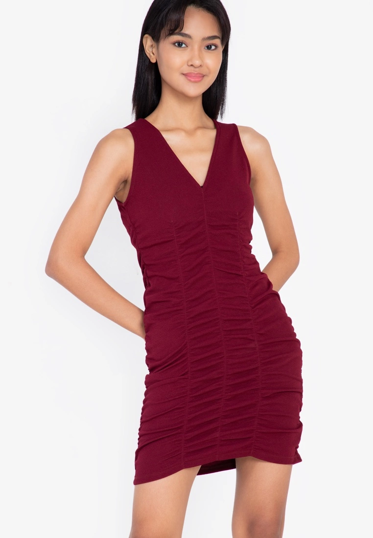 ZALORA BASICS Ruched Detail V Neck Dress - Billede 7