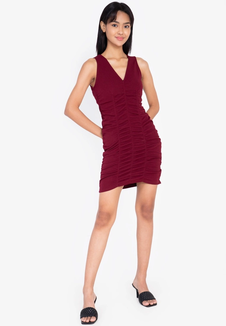 ZALORA BASICS Ruched Detail V Neck Dress - Billede 8
