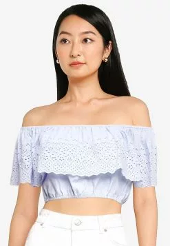 ZALORA BASICS Eyelet Frill Crop Top