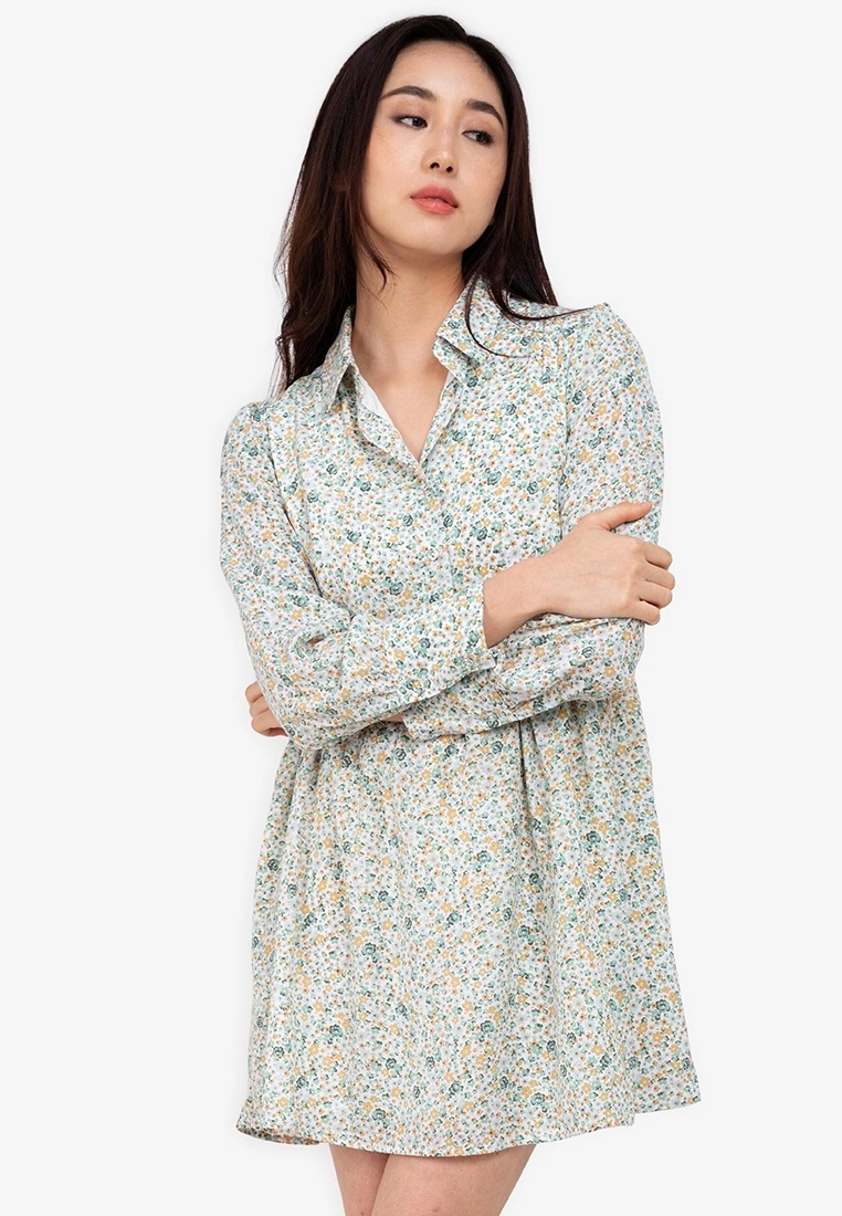 ZALORA BASICS Puff Sleeve Shirt Dress