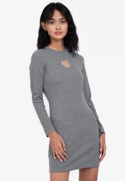 ZALORA BASICS Embroidered Heart Cut Out Mini Dress