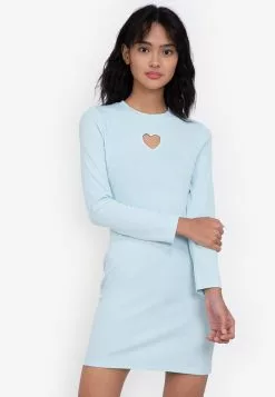 ZALORA BASICS Embroidered Heart Cut Out Mini Dress