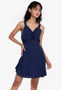 ZALORA BASICS Lace Trim Mini Dress