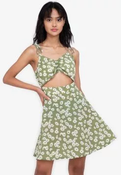 ZALORA BASICS Cut Out Fit & Flare Dress