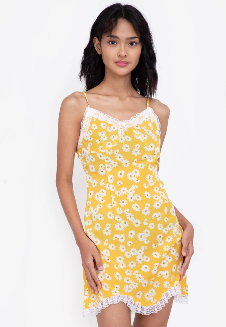 ZALORA BASICS Lace Trim Mini Dress