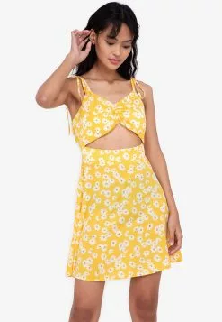 ZALORA BASICS Cut Out Fit & Flare Dress