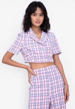 ZALORA BASICS Short Sleeve Cropped Blazer