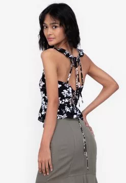 ZALORA BASICS Tie Back Detail Peplum Top