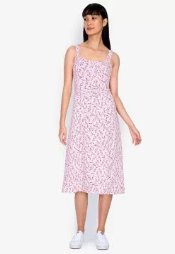 ZALORA BASICS Sweetheart Neckline Midi Dress with Belt