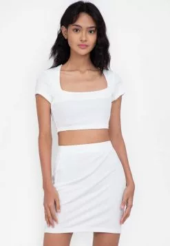 ZALORA BASICS Rib Square Neck Crop Top