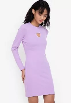 ZALORA BASICS Embroidered Heart Cut Out Mini Dress