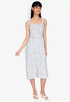ZALORA BASICS Sweetheart Neckline Midi Dress with Belt