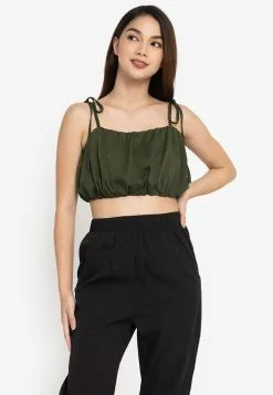 ZALORA BASICS Tie Straps Crop Cami Top