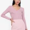 ZALORA BASICS Long Sleeve Deep V Bodysuit