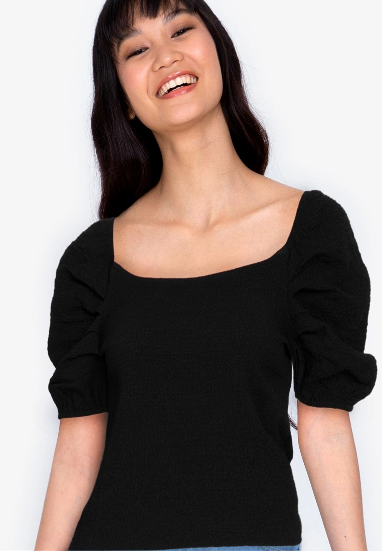 ZALORA BASICS Boatneck Pleated Sleeve Top - Billede 3