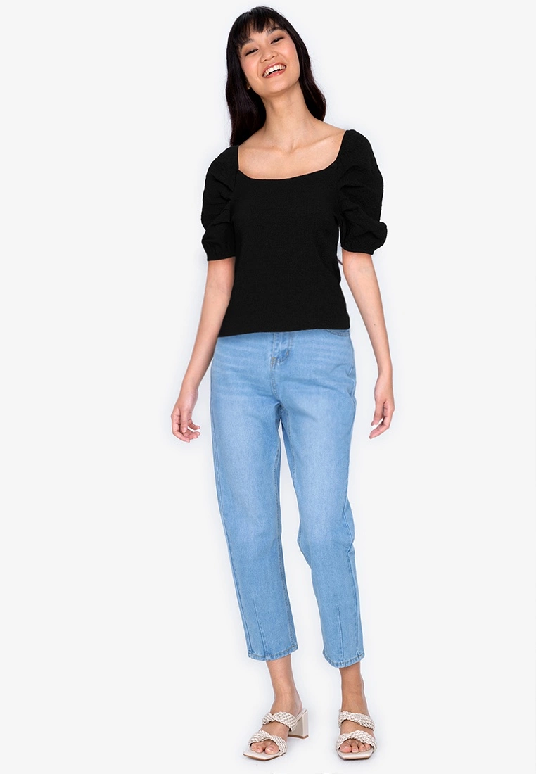 ZALORA BASICS Boatneck Pleated Sleeve Top - Billede 4