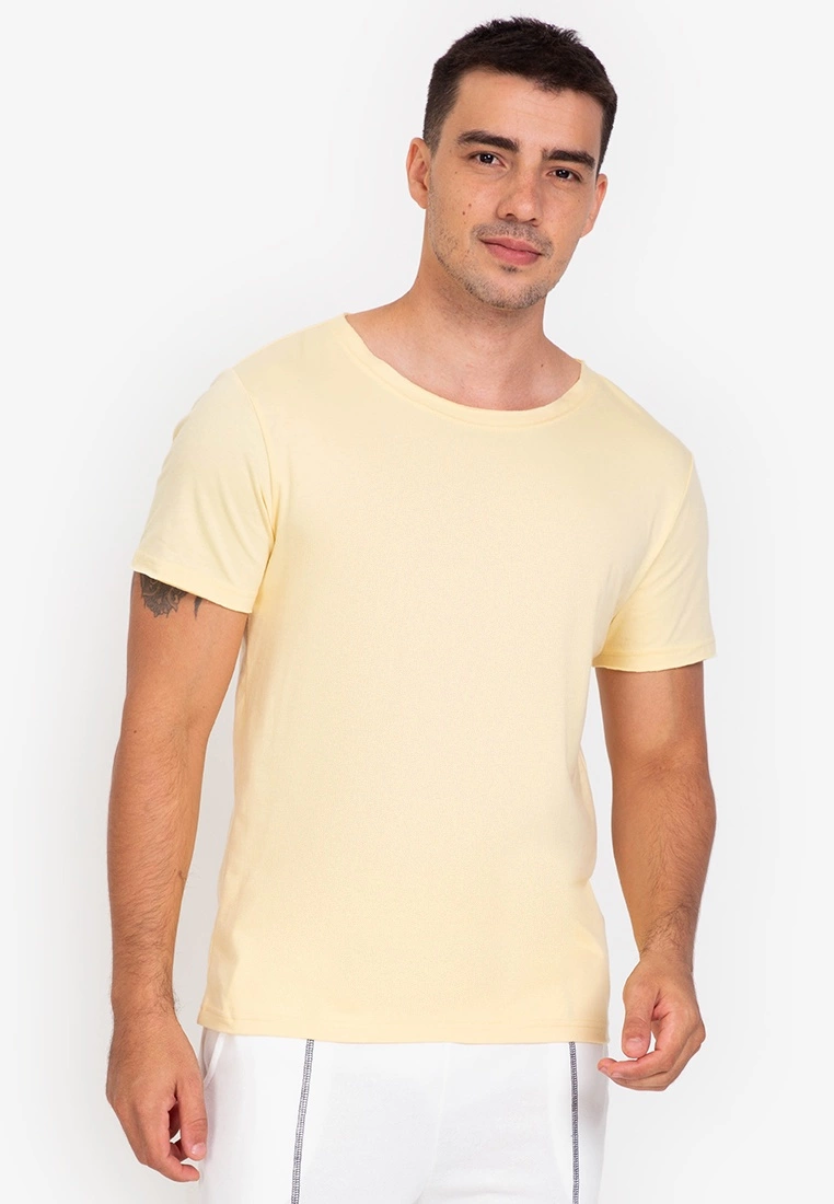 ZALORA BASICS Raw Edge Wide Neck T-shirt